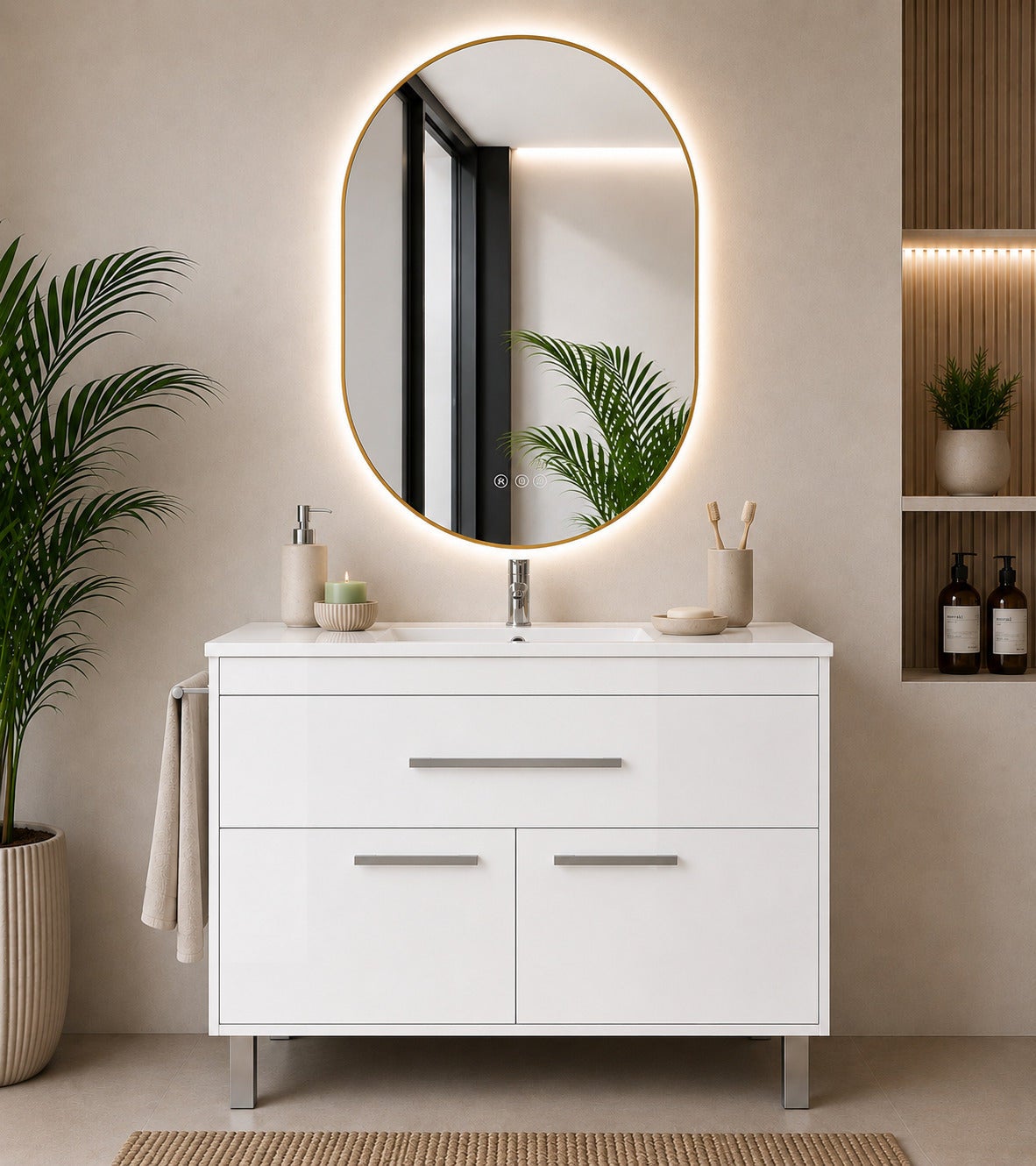 Szafka łazienkowa z umywalką ORIGENBATH BAHIA bez lustra 90x45 cm biały