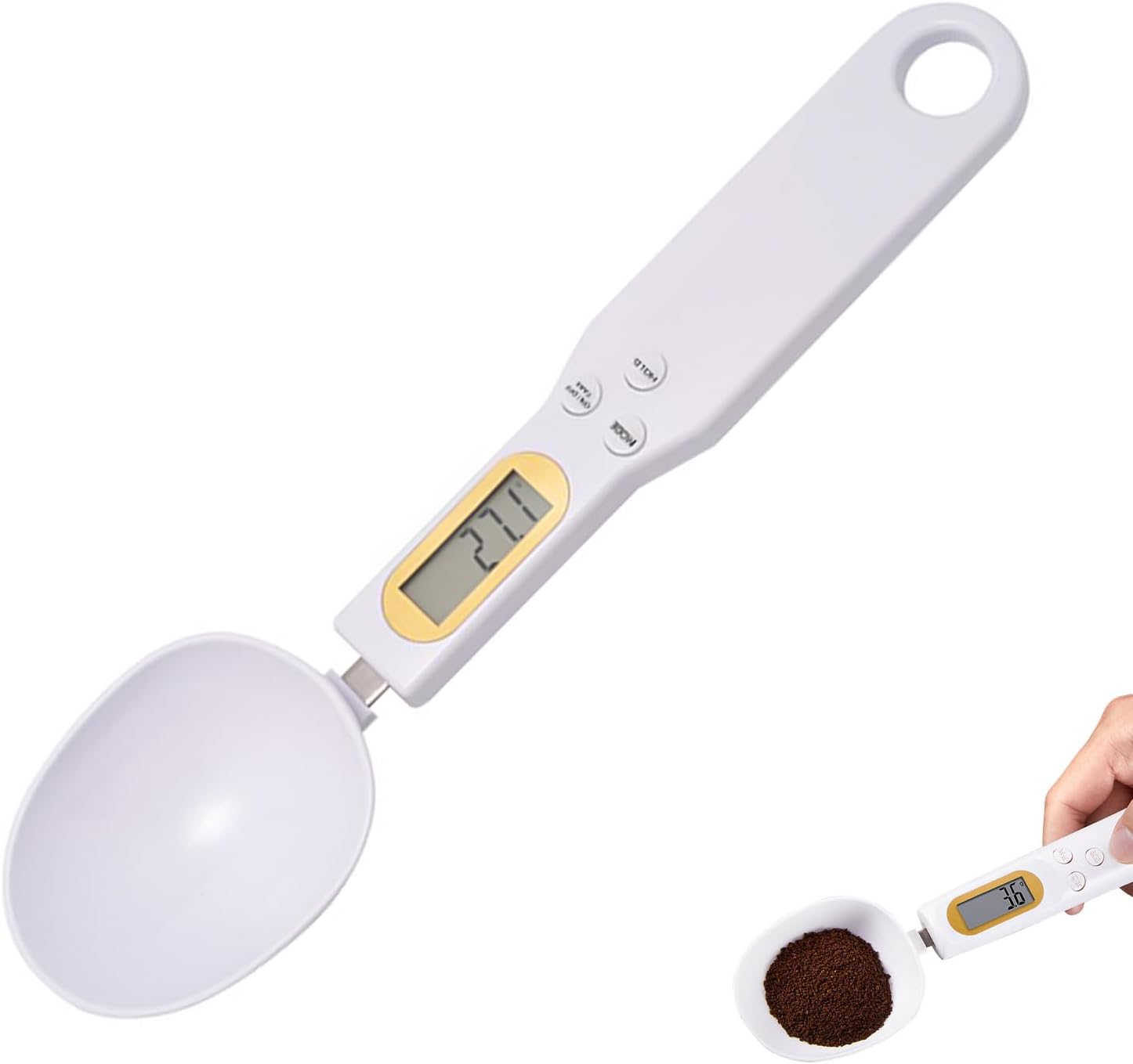 Łyżka miarowa z podziałką od 0,1 g do 500 g, cyfrowa waga łyżkowa, łyżka miarowa w gramach, 4 jednostki miary, idealna do kuchni