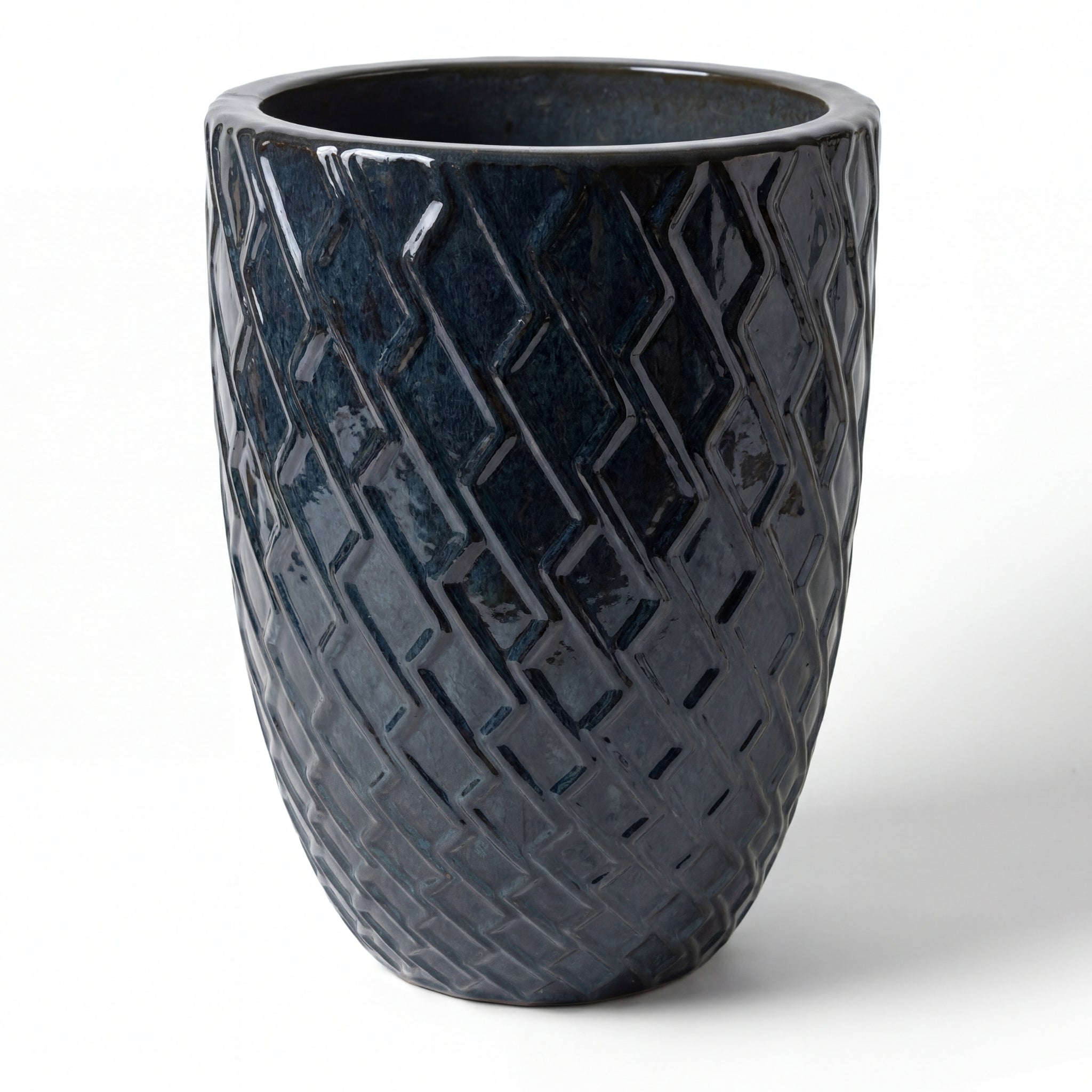 Donica ceramiczna Provencelia ZEUS Szafirowy, sred.41 x H54 cm, mrozoodporna, rękodzieło, szkliwiona