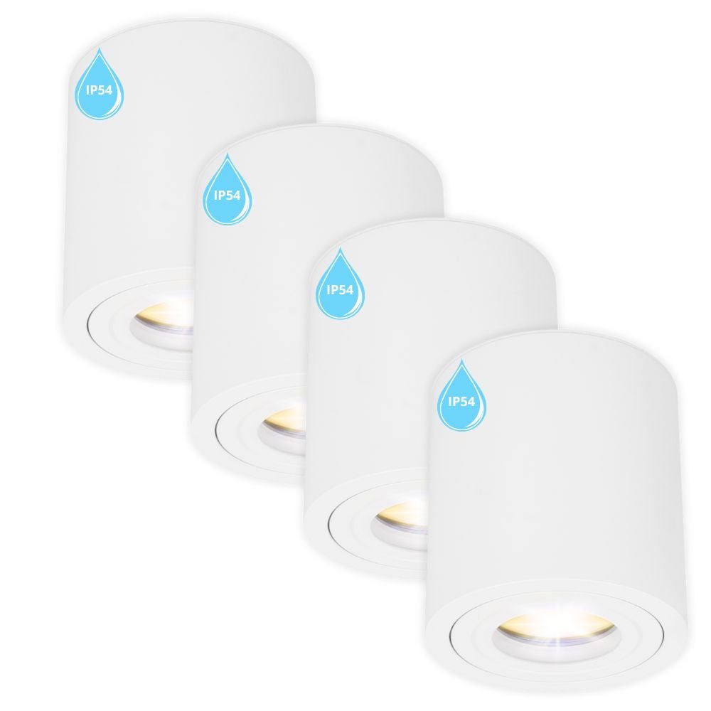 4x Oprawa Halogenowa Tuba LED GU10 do ŁAZIENKI Biała WODOODPORNA okrągła 4x Reflektor IP54 wodoszczelny ZESTAW - LEDHOFF