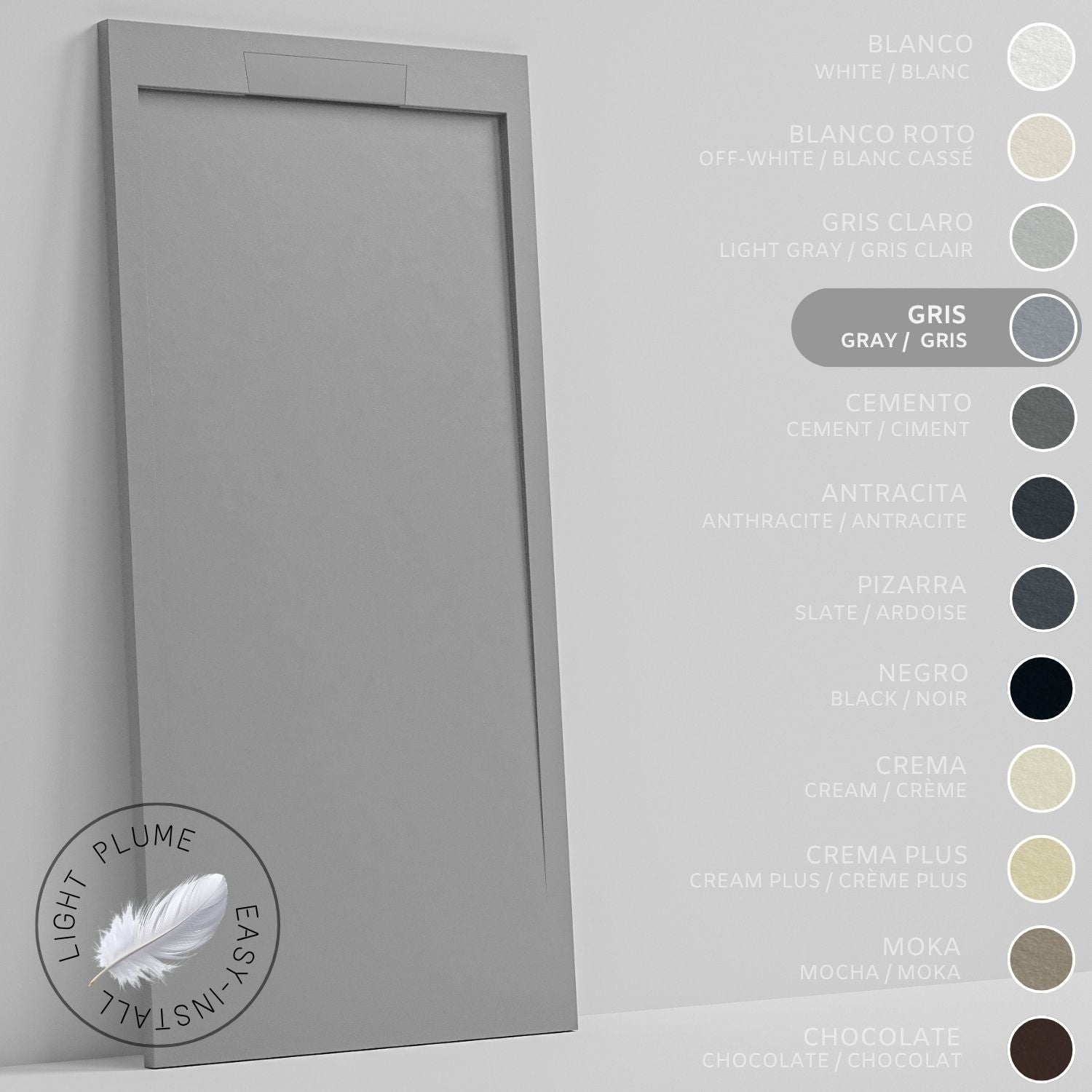 SOULHOME Lekki Brodzik z Żywicy tekstura Łupka – szary- 100X70- Niski 3cm– Elegancki SAME