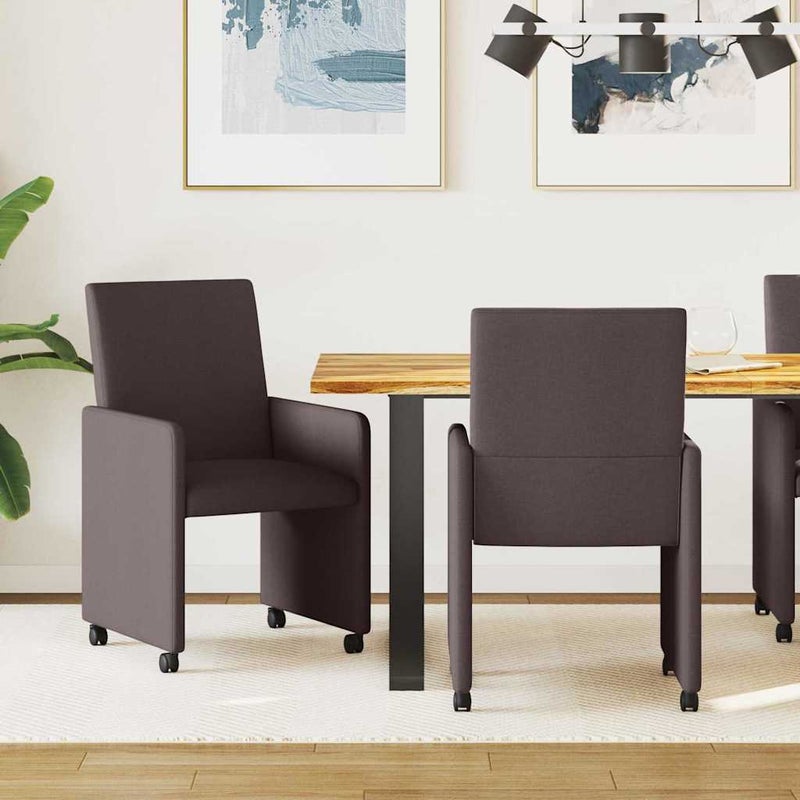 Krzesełka jadalne na kółkach 2 pcs Ciemny brąz 57 x 66 x 94 cm vidaXL