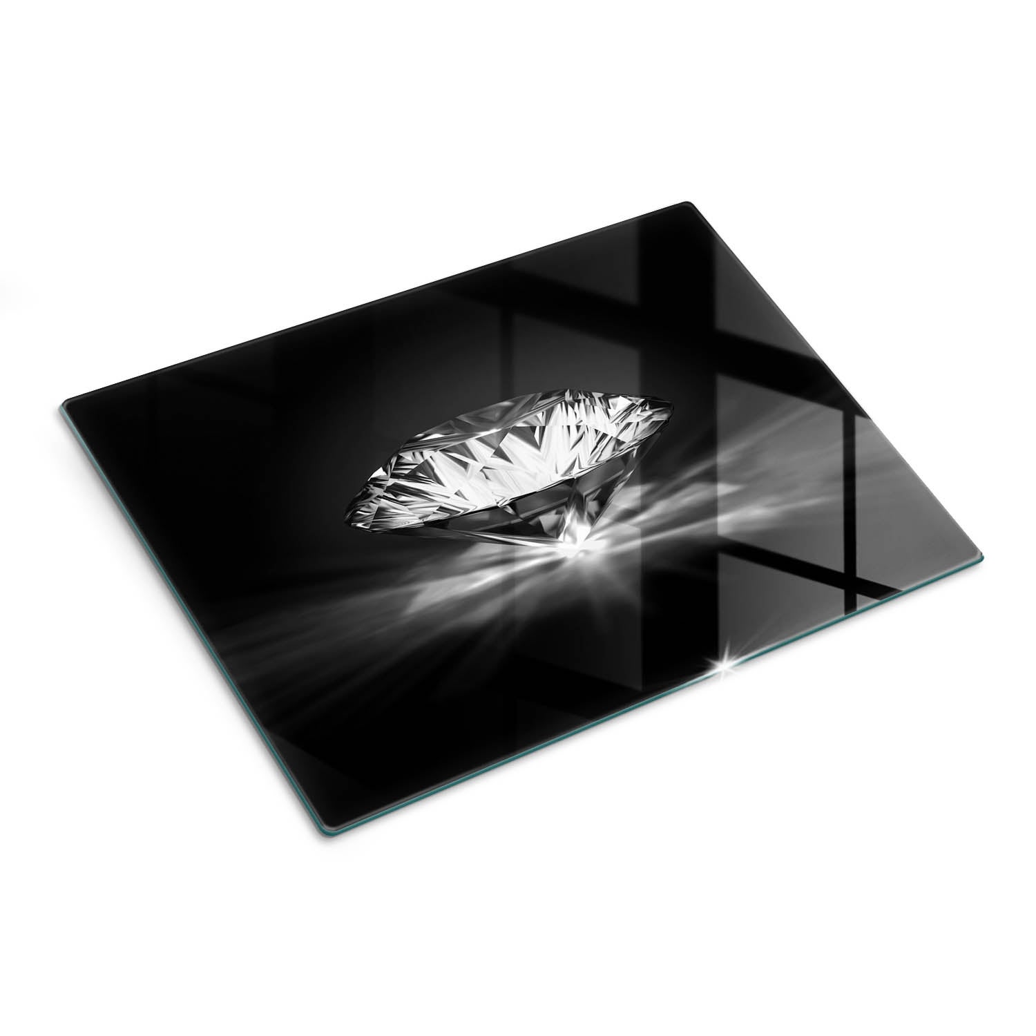 Szklana deska do krojenia z dekoracyjnym motywem - Diament Czarny - 30x40 - Tulup