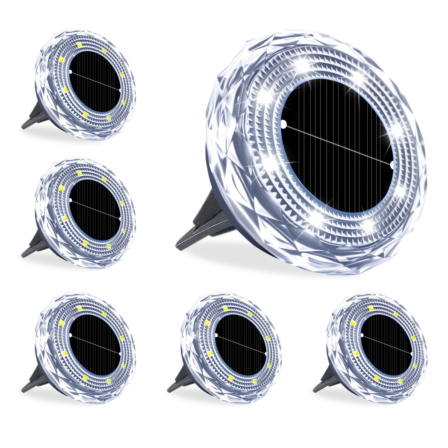 8 mini wpuszczanych lamp solarnych LED, wodoodpornych IP65, do ogrodu, alejek, chodników i kształtowania krajobrazu.