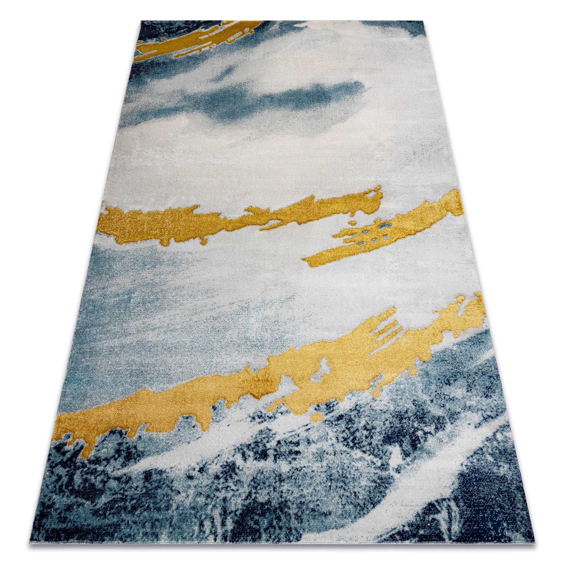 Dywan EMERALD ekskluzywny 1023 glamour, stylowy abstrakcja niebieski / złoty 80x150 cm