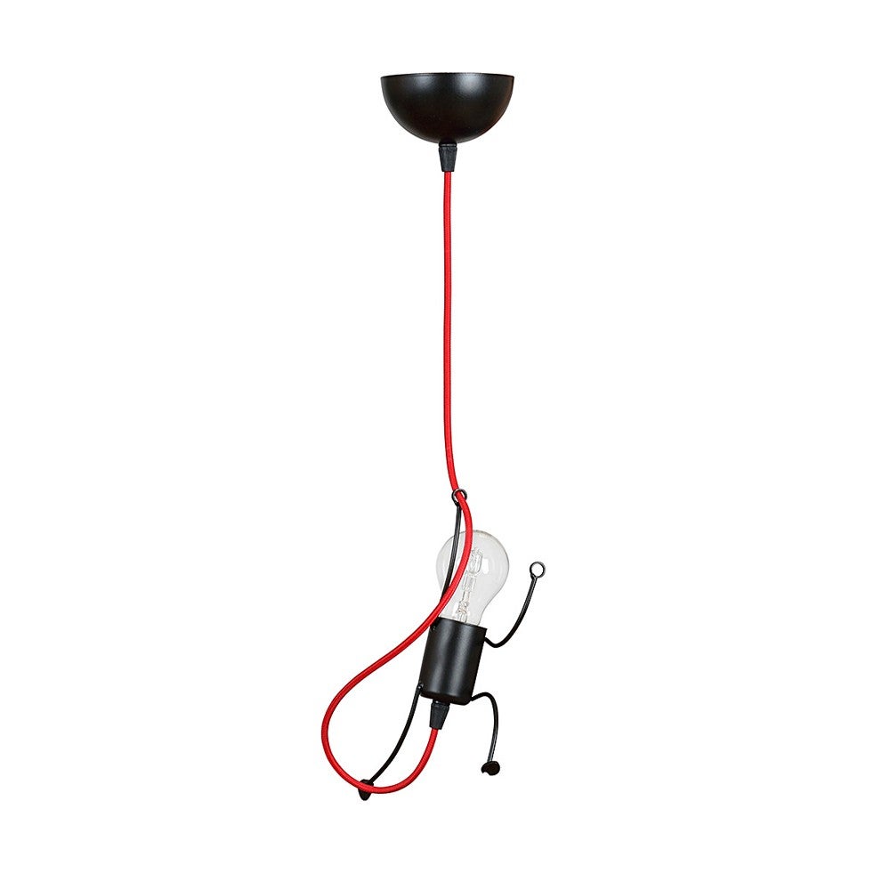 Dziecięca lampa sufitowa Mime czarno-czerwony kabel 1xE27 ø14cm