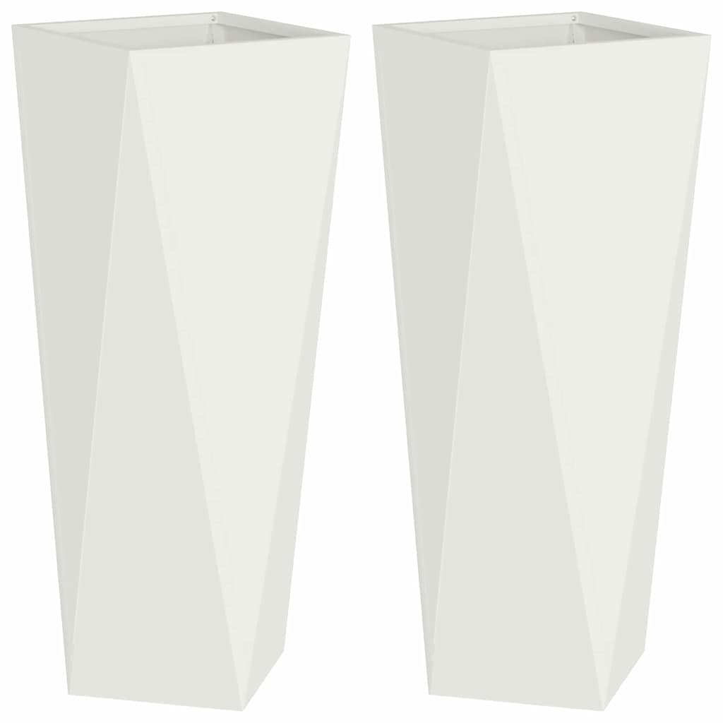 Donica 2 szt. Biały 30 x 30 x 75 cm Stal