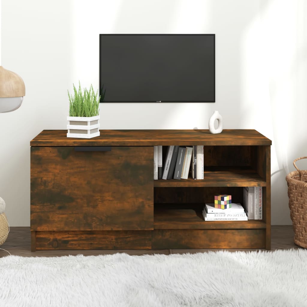 Szafka pod telewizor, przydymiony dąb, 80x35x36,5 cm vidaXL
