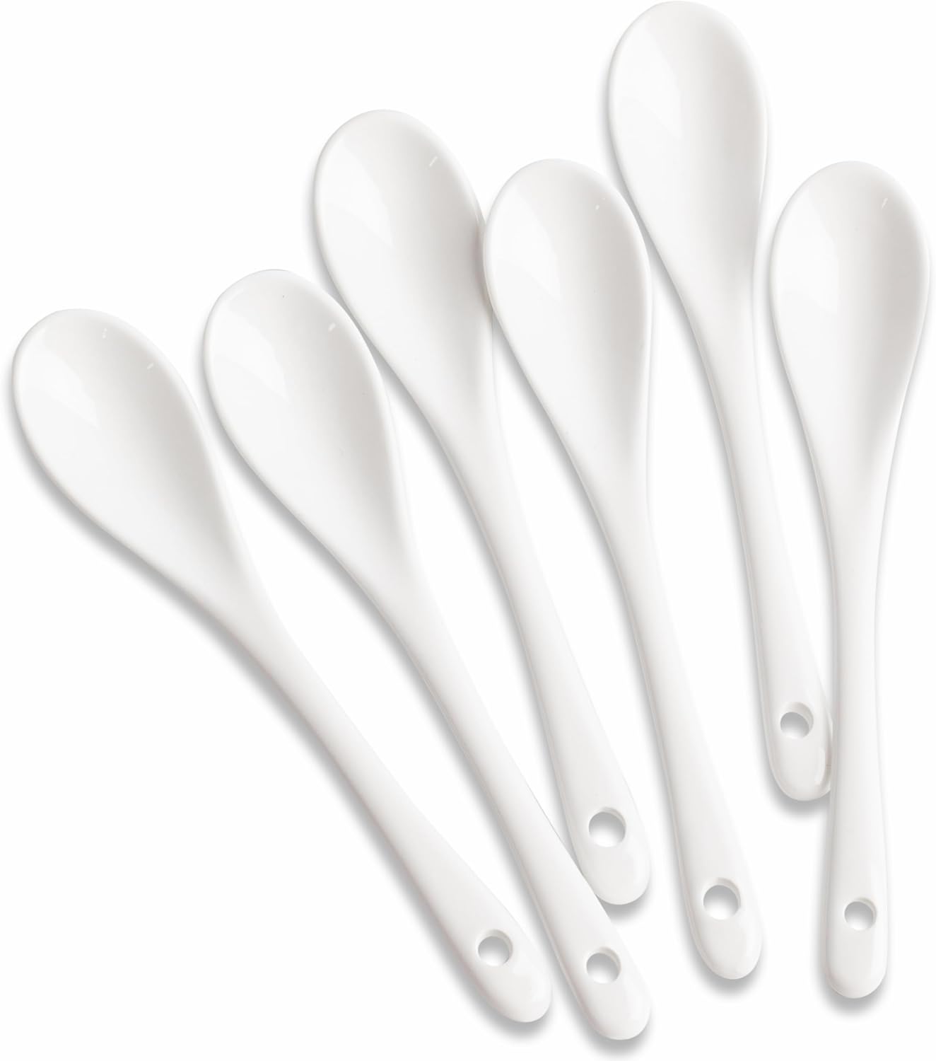 Białe łyżeczki porcelanowe, 6 szt., ceramiczne łyżeczki do espresso, herbaty, sosu i deserów