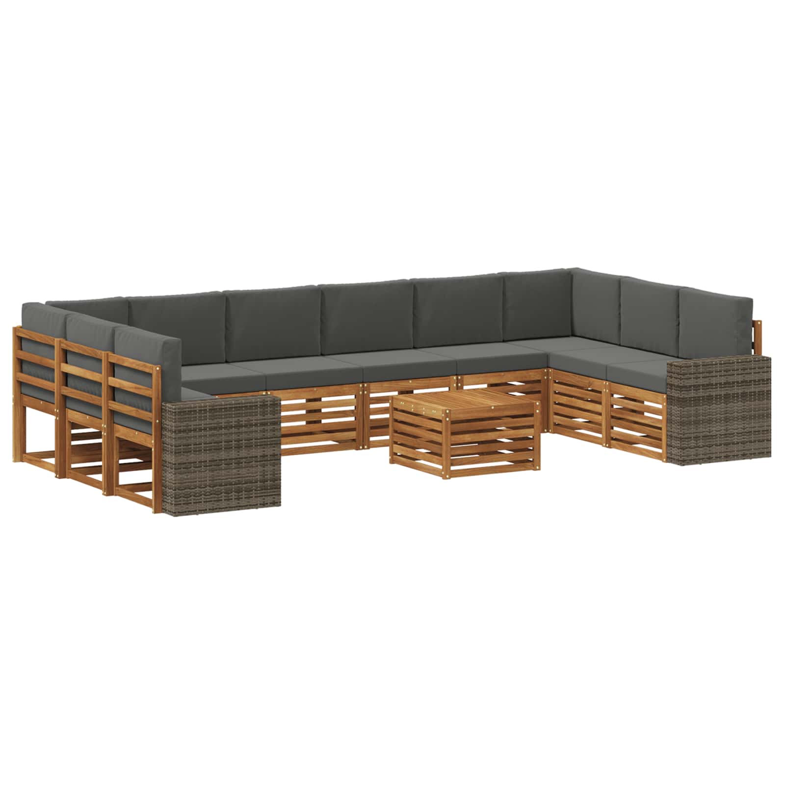 Zestaw sof na zewnątrz 11 pcs Naturalny i Antracytowy Poliester