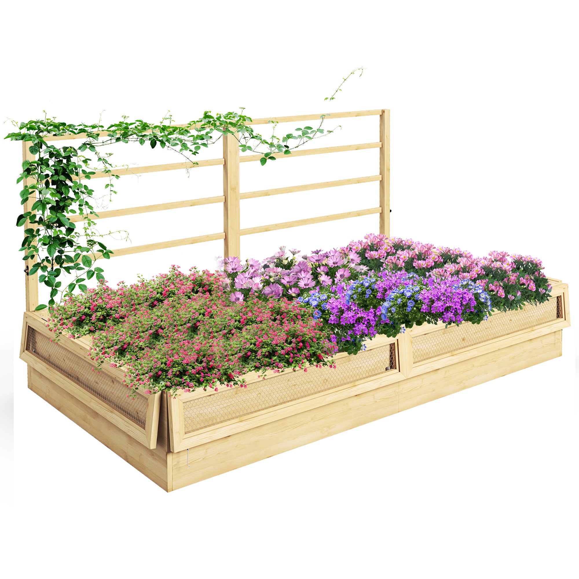 Podwyższona grządka donica herb łóżko, weather-resistant, 1 poziom, 183 x 98.5 x 95 cm, naturalny