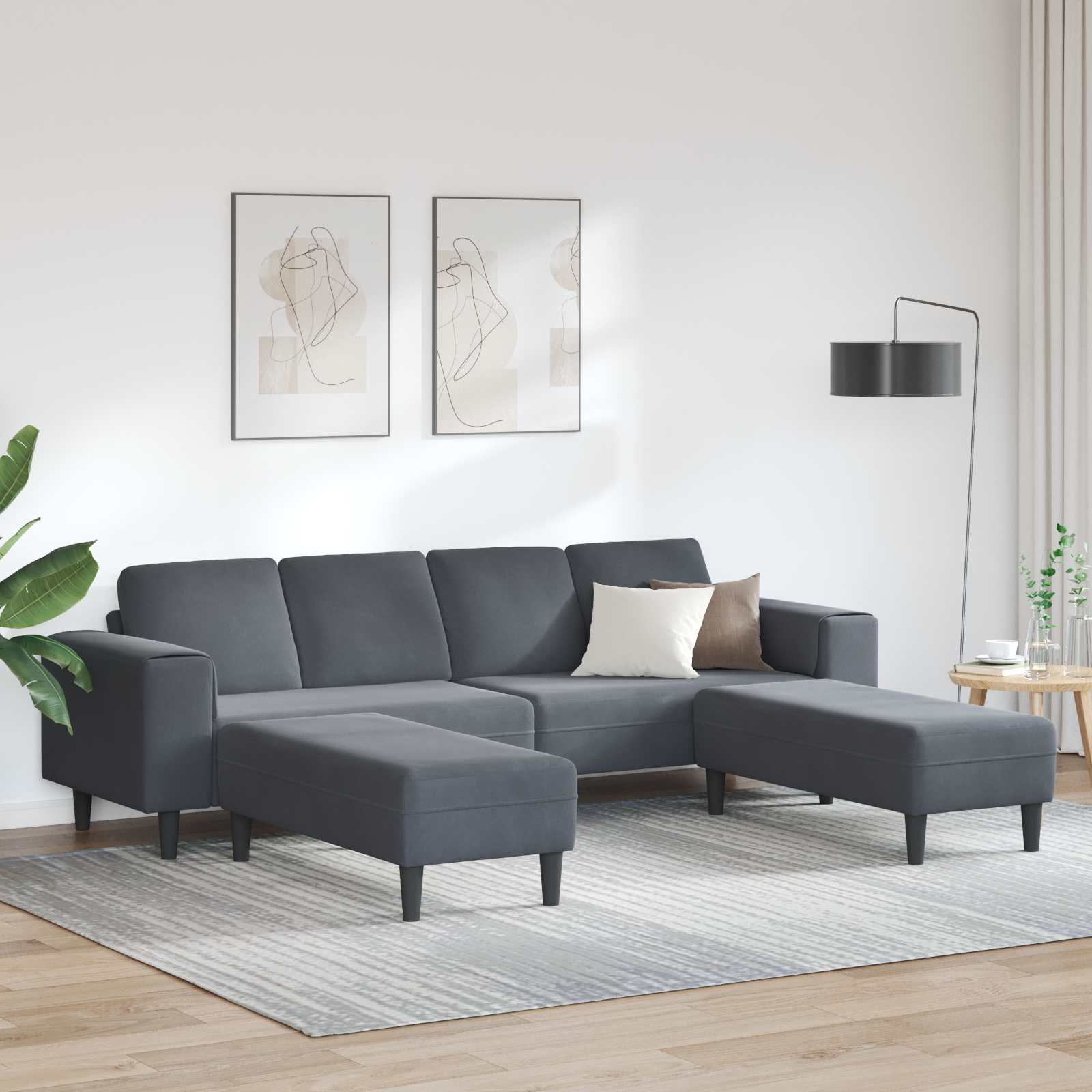 Sofa do salonu 3 pcs Ciemnoszary 250 x 188 x 76 cm vidaXL