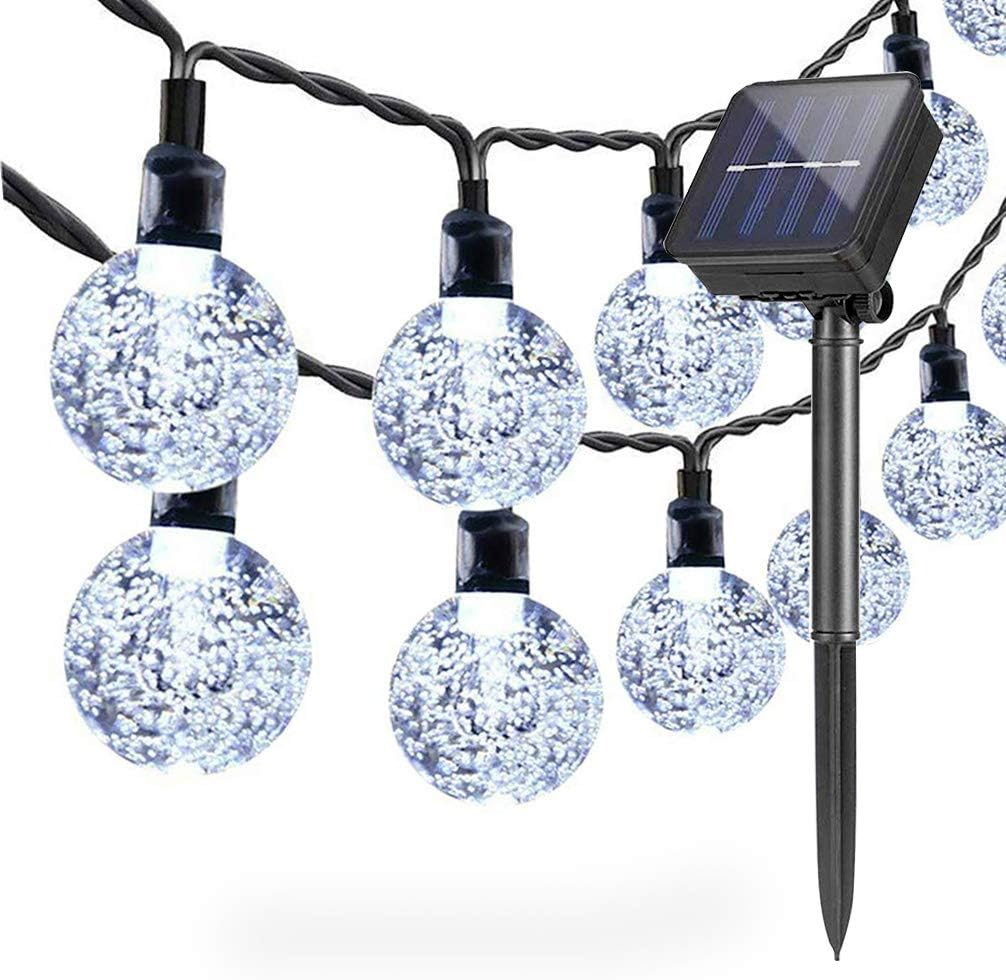 Lampki solarne, lampki solarne, 12 metrów, 100 diod LED, lampki dekoracyjne na święta (zimne białe światło)