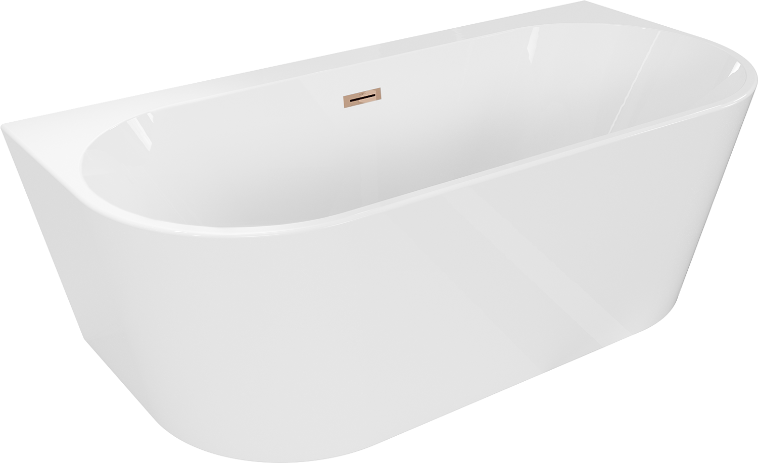 Mexen Oval+ wanna wolnostojąca przyścienna 170 x 80 cm, biała, przelew różowe złoto - 52681708000-60