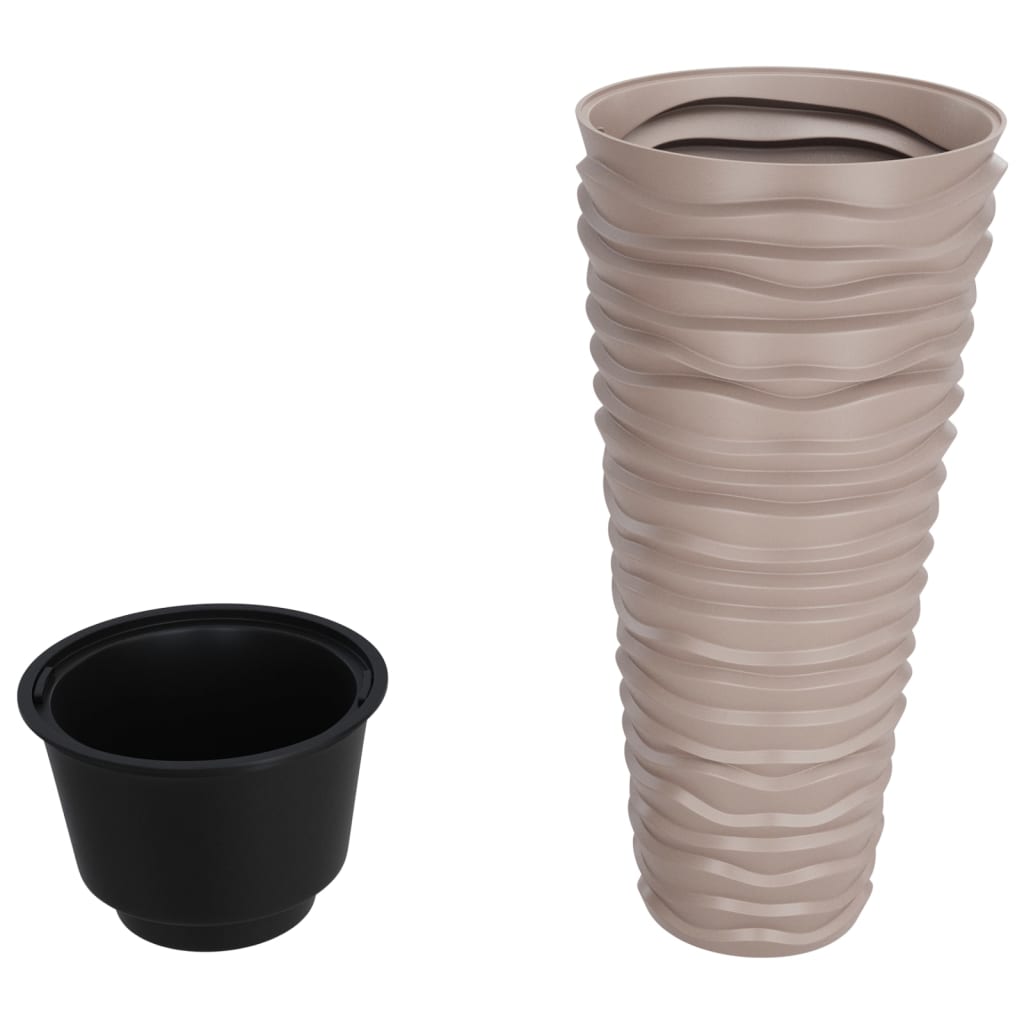 Donica z pojemnikiem wewnętrznym, mocha, 18/45 L, PP, prążki