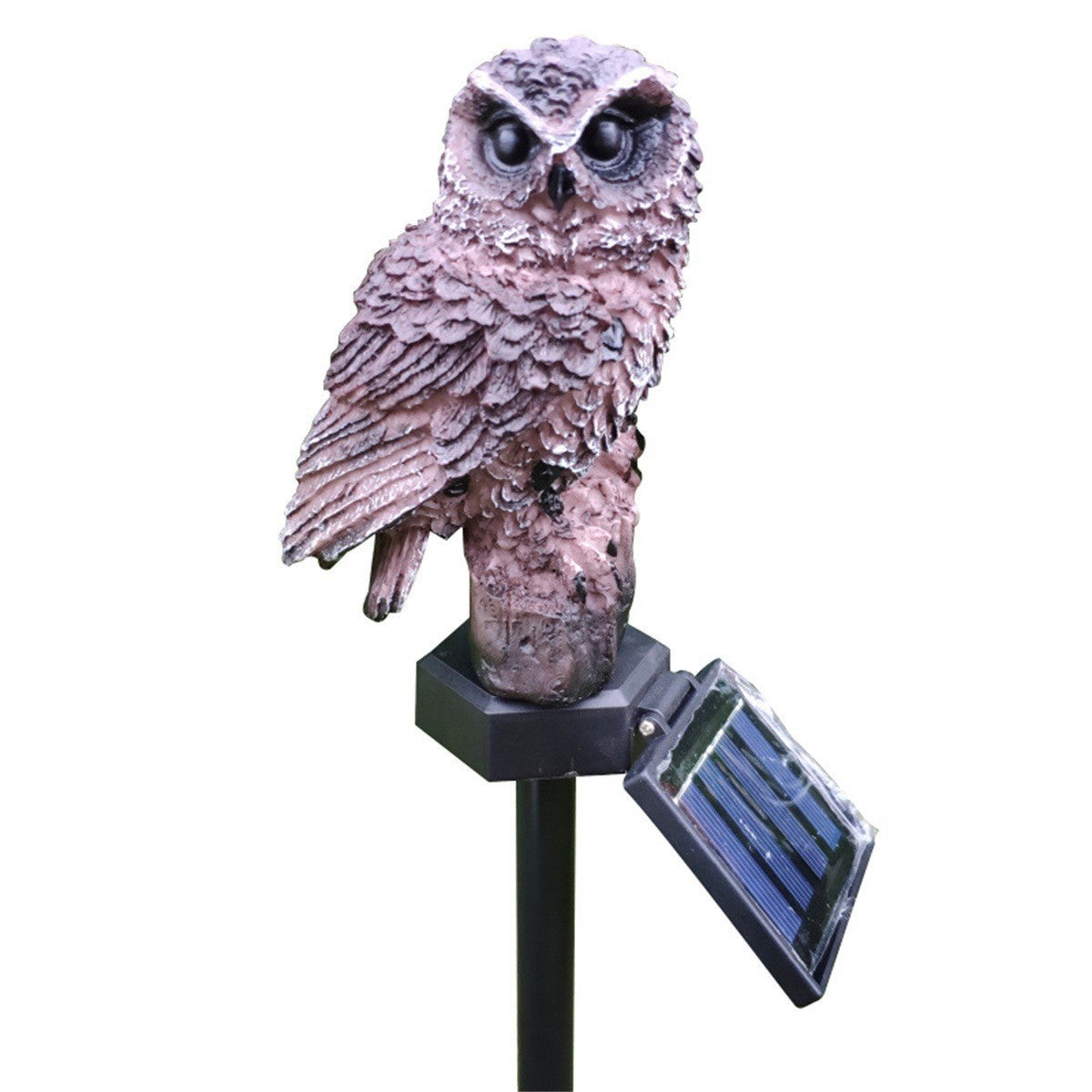 Lampa solarna LED w kształcie sowy – brązowa, żywiczna symulacja zwierzęcia do ogrodu i na taras, lampa naziemna