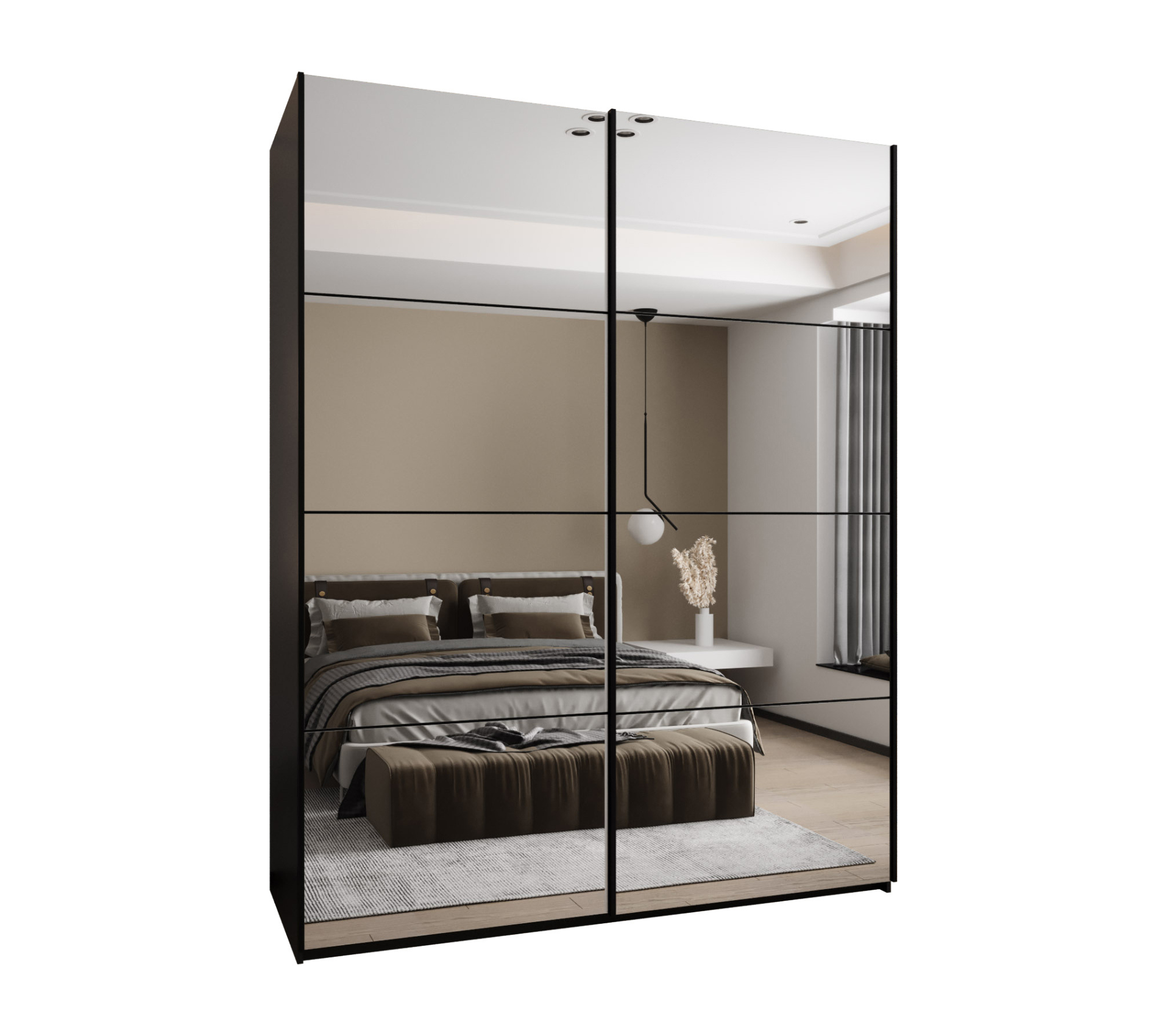 Szafa przesuwna wysoka Lux 2 200 x 64 x 245,5 cm czarny + czarny + u. czarny - Abiks Meble