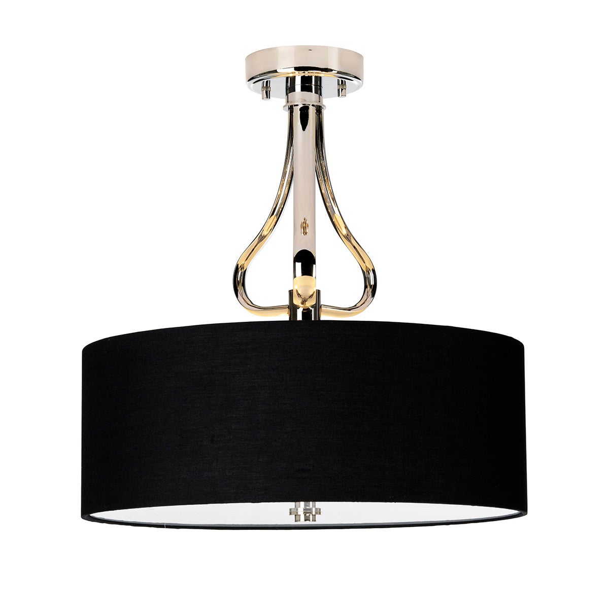 Lampa sufitowa elegancka z czarnym abażurem srebrna Falmouth 3xG9 3W Elstead