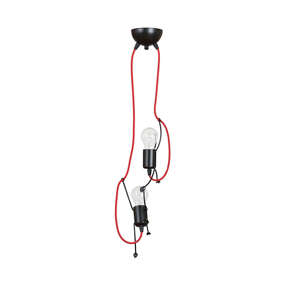 Dziecięca lampa sufitowa Mime 2 światła czarny i czerwony kabel 2xE27 ø20cm