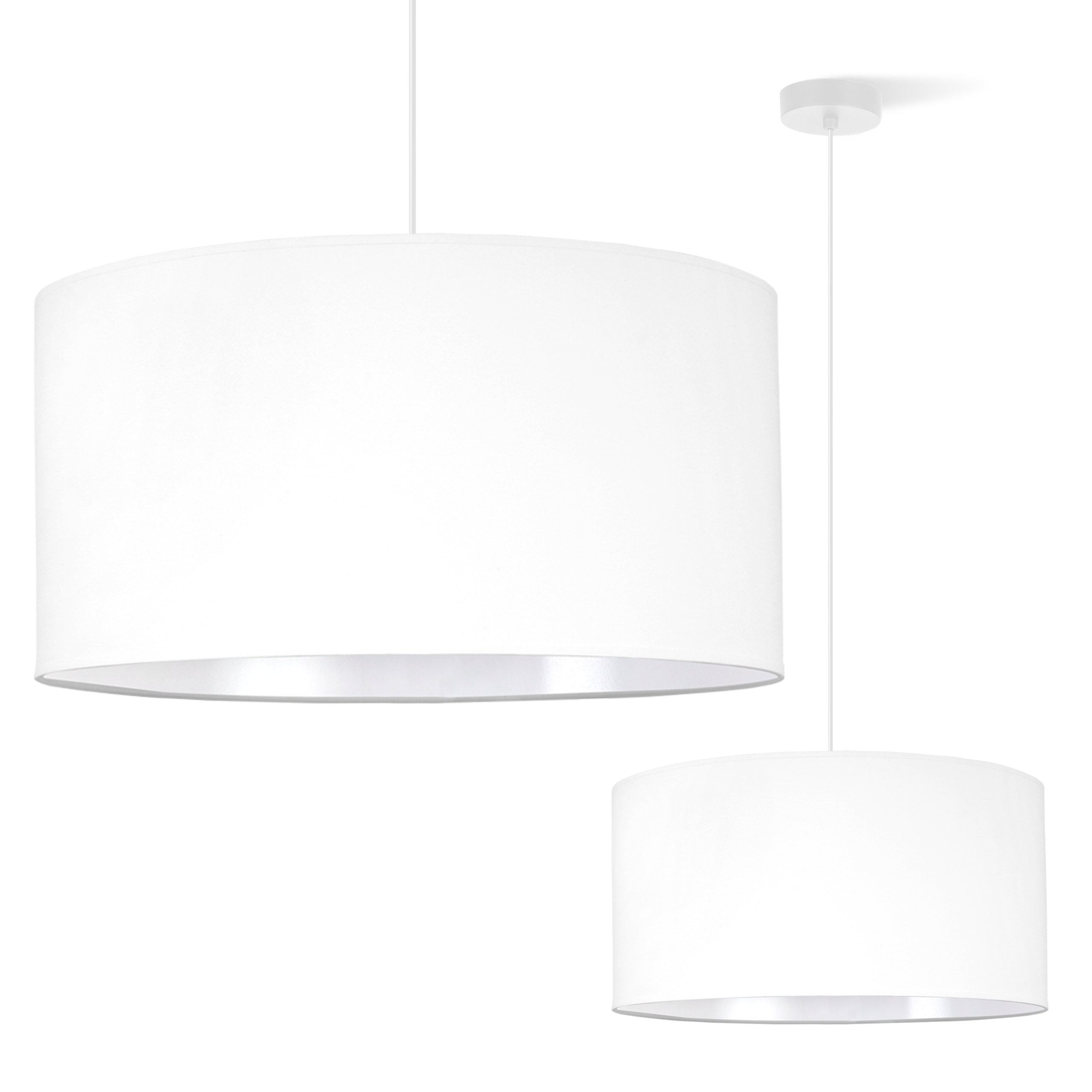 Lampa sufitowa wisząca biała Light Home LH Gaja 1xE27 abażur walec 44cm biały