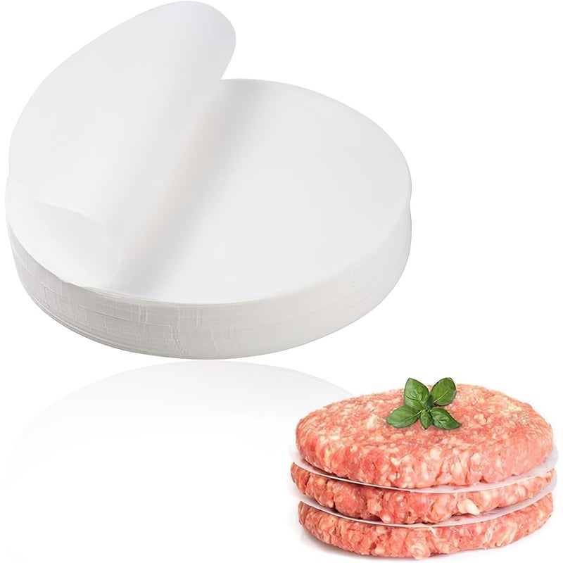 Opakowanie 500 arkuszy papieru do hamburgerów z powłoką zapobiegającą przywieraniu, 10 cm, okrągły, wodoodporny i olejoodporny, idealny do przechowywa