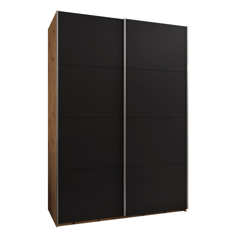Szafa przesuwna wysoka Lux 1 170 x 64 x 245,5 cm artisan + czarny + u. srebrny - Abiks Meble