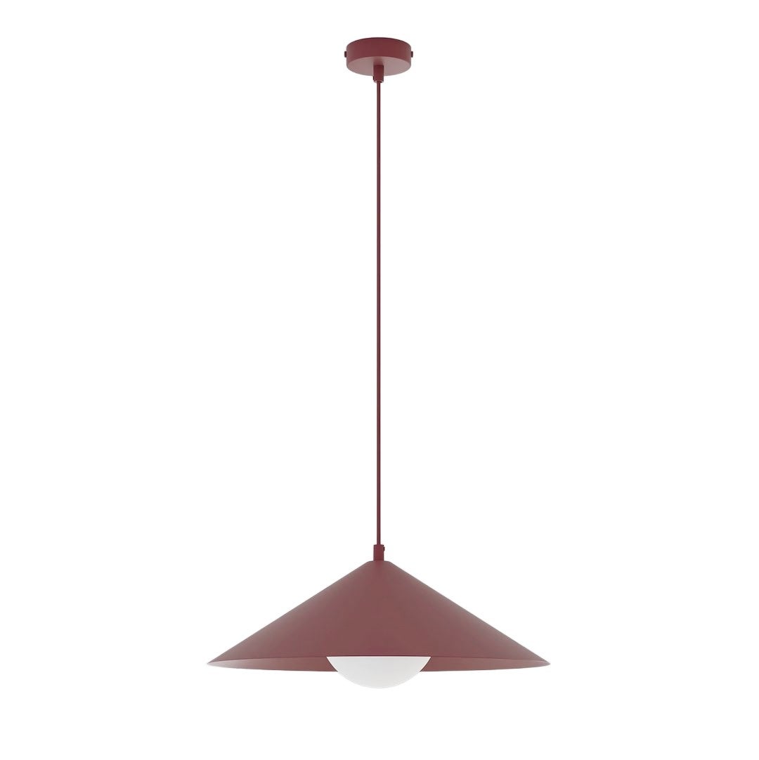 Lampa wisząca minimalistyczna burgundowo-biała szklana kula stożek fi40cm 1xE14 10W MONO Emibig