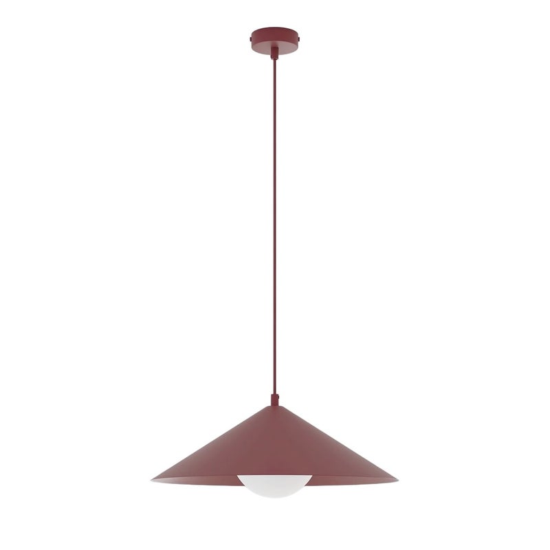 Lampa wisząca minimalistyczna burgundowo-biała szklana kula stożek fi40cm 1xE14 10W MONO Emibig