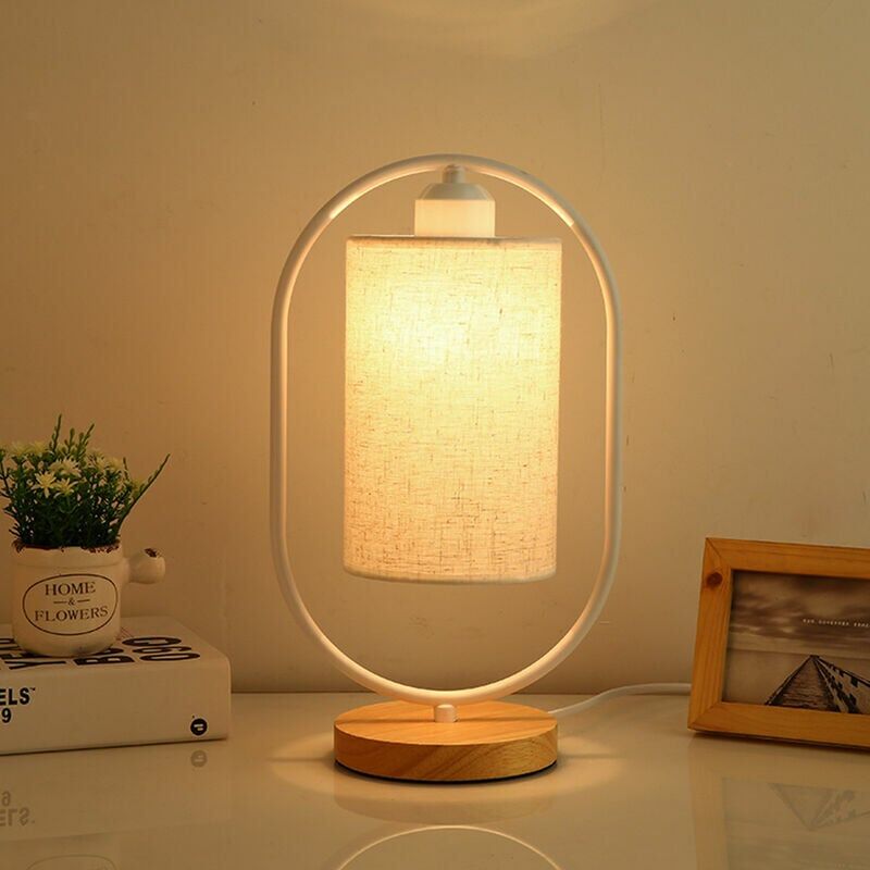 Jalleria LED lampka nocna, nowoczesna lampa do sypialni z abażurem z tkaniny, elegancka lampa stołowa (żarówka LED 5W)