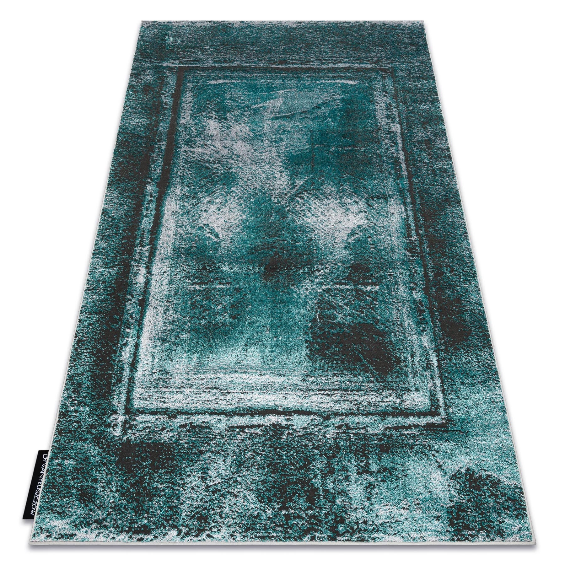 Dywan DE LUXE nowoczesny 634 Ramka vintage przecierany - Strukturalny zielony / antracyt 240x330 cm