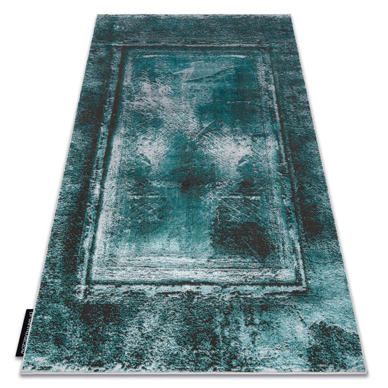 Dywan DE LUXE nowoczesny 634 Ramka vintage przecierany - Strukturalny zielony / antracyt 240x330 cm