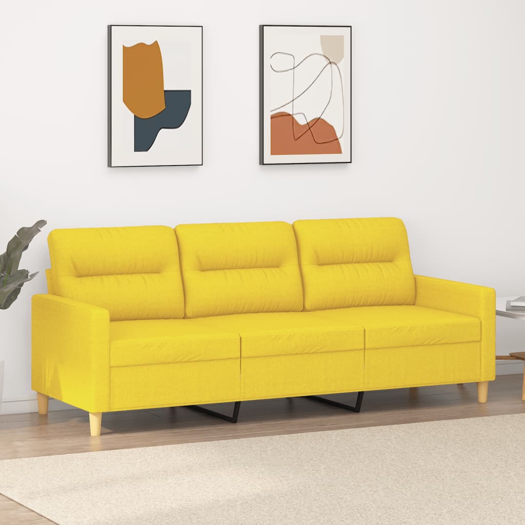 Sofa 3-osobowa, jasnożółta, 180 cm, tapicerowana tkaniną vidaXL