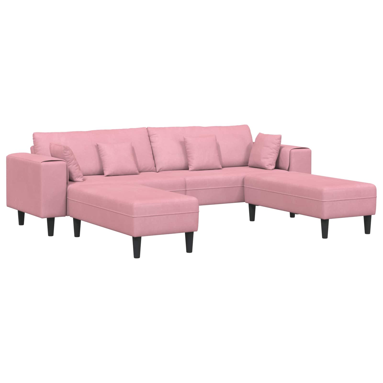 Sofa z poduszką 3 pcs Różowy Aksamit vidaXL