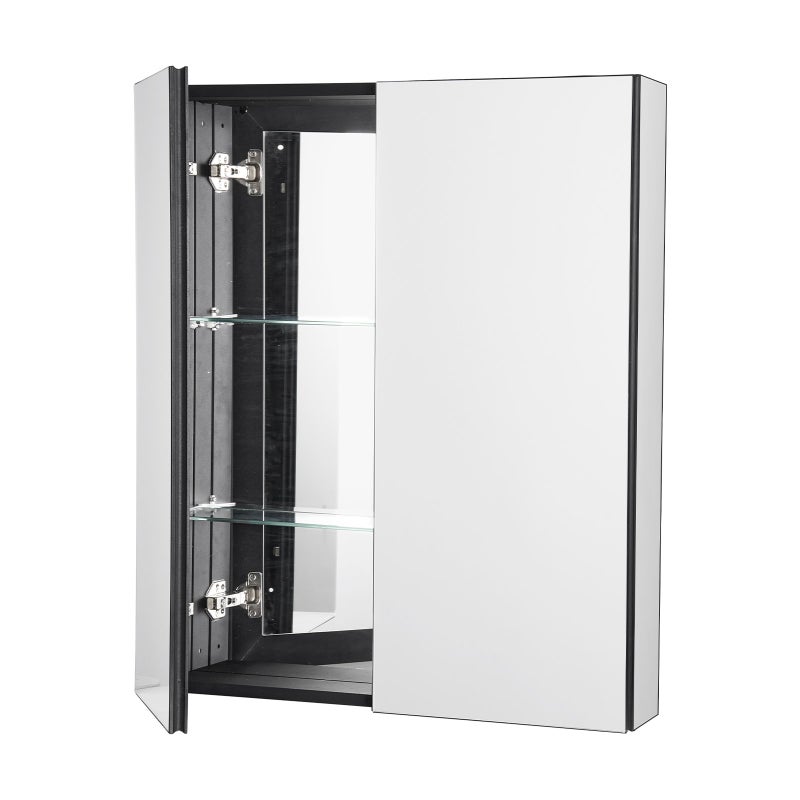 Szafka łazienkowa z lustrem 66x76 cm aluminiowa 2 półki regulowane wisząca