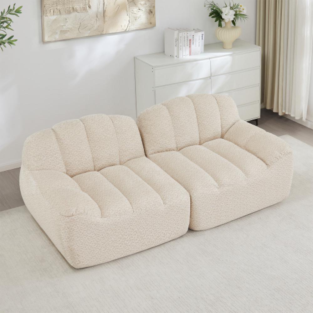 Modułowa sofa 2-osobowa w stylu muszli, głębokie poduszki, do salonu i mieszkania, nie wymaga montażu