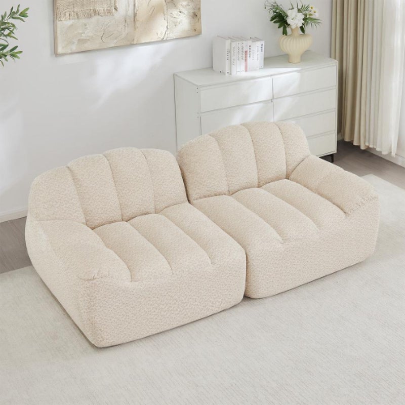 Modułowa sofa 2-osobowa w stylu muszli, głębokie poduszki, do salonu i mieszkania, nie wymaga montażu