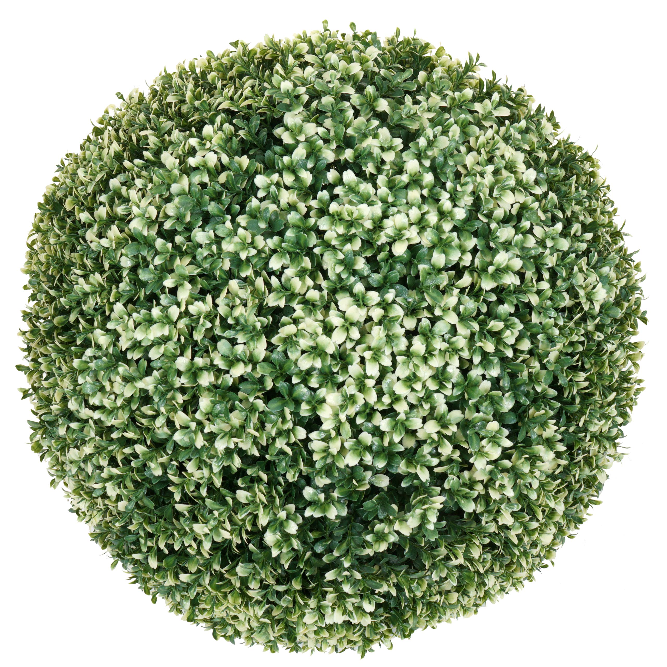 Sztuczny krzew HWC-L77, kula w pudełku roślina dekoracyjna kula w pudełku sztuczna roślina buxus, zewnętrzna Ø 55cm ~ biały