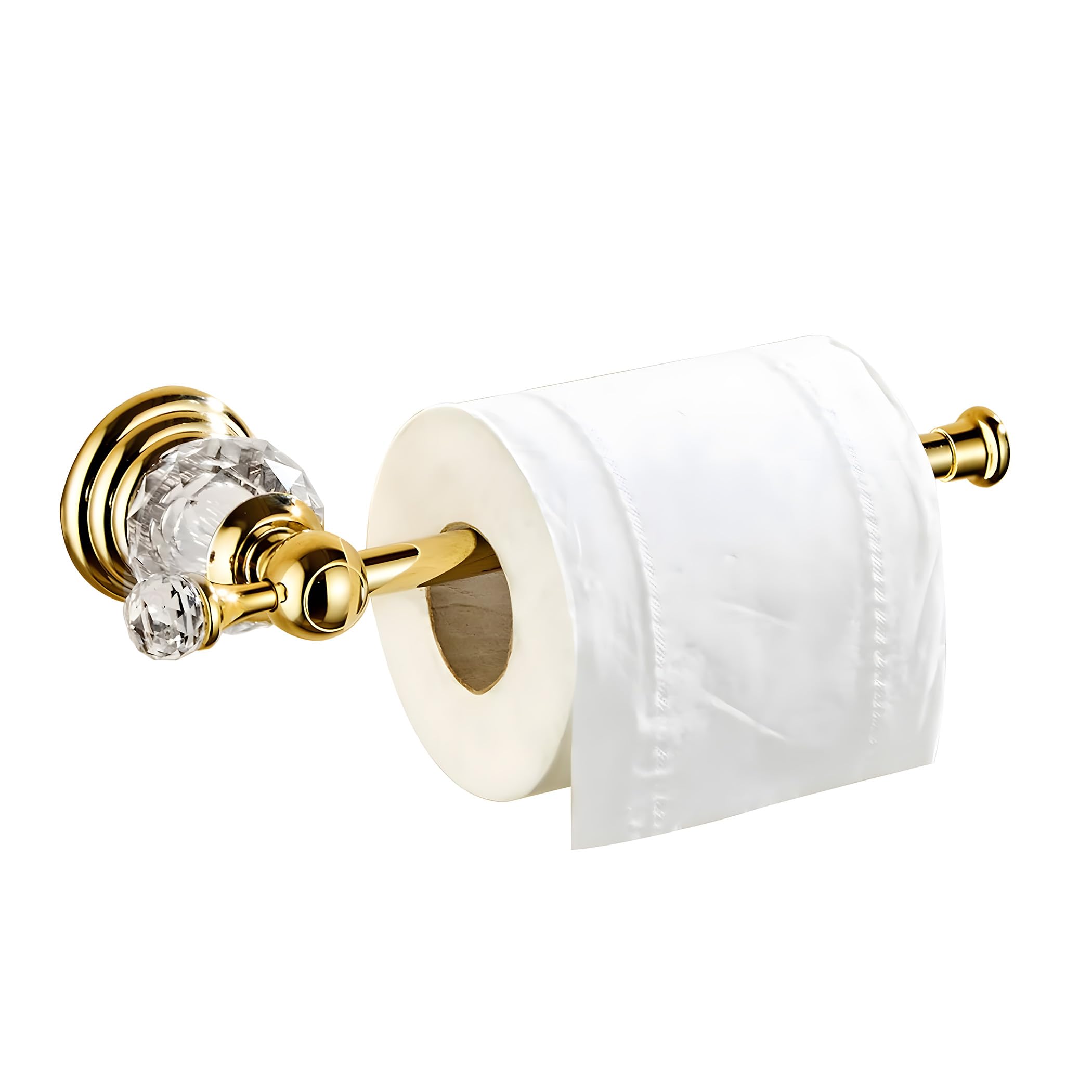 Uchwyt na papier toaletowy Gold Crystal nowoczesny dodatek łazienkowy ze stopu cynku, montowany na ścianie