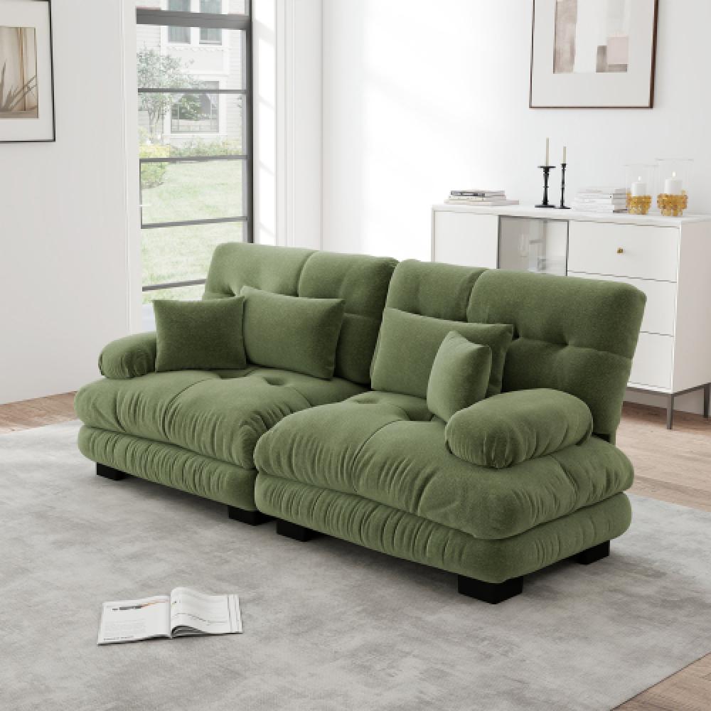 Narożna sofa Cloud do salonu, podwójna sofa z tkaniny szenilowej z 2 poduszkami lędźwiowymi i 2 poduszkami dekoracyjnymi, rama z litego drewna