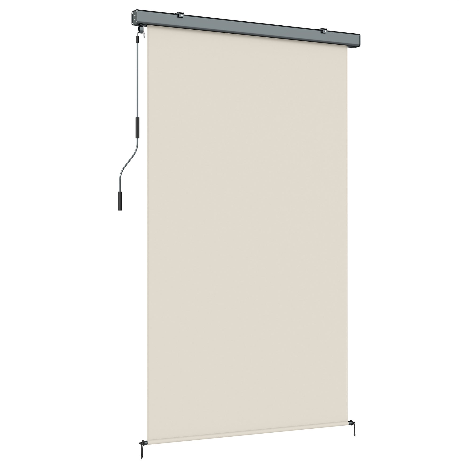 Roleta zewnętrzna, pionowa zewnętrzna z korbą i kasetą aluminiową, 250x160cm, kremowa