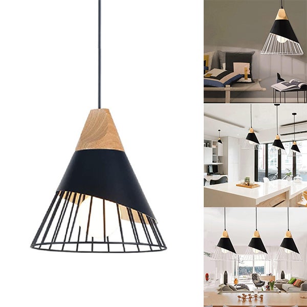 Nowoczesny wiszący żyrandol - metalowa klatka przemysłowa, ciepłe światło, Ø25cm - regulowany (150cm) - do otwartej kuchni, salonu, sypialni