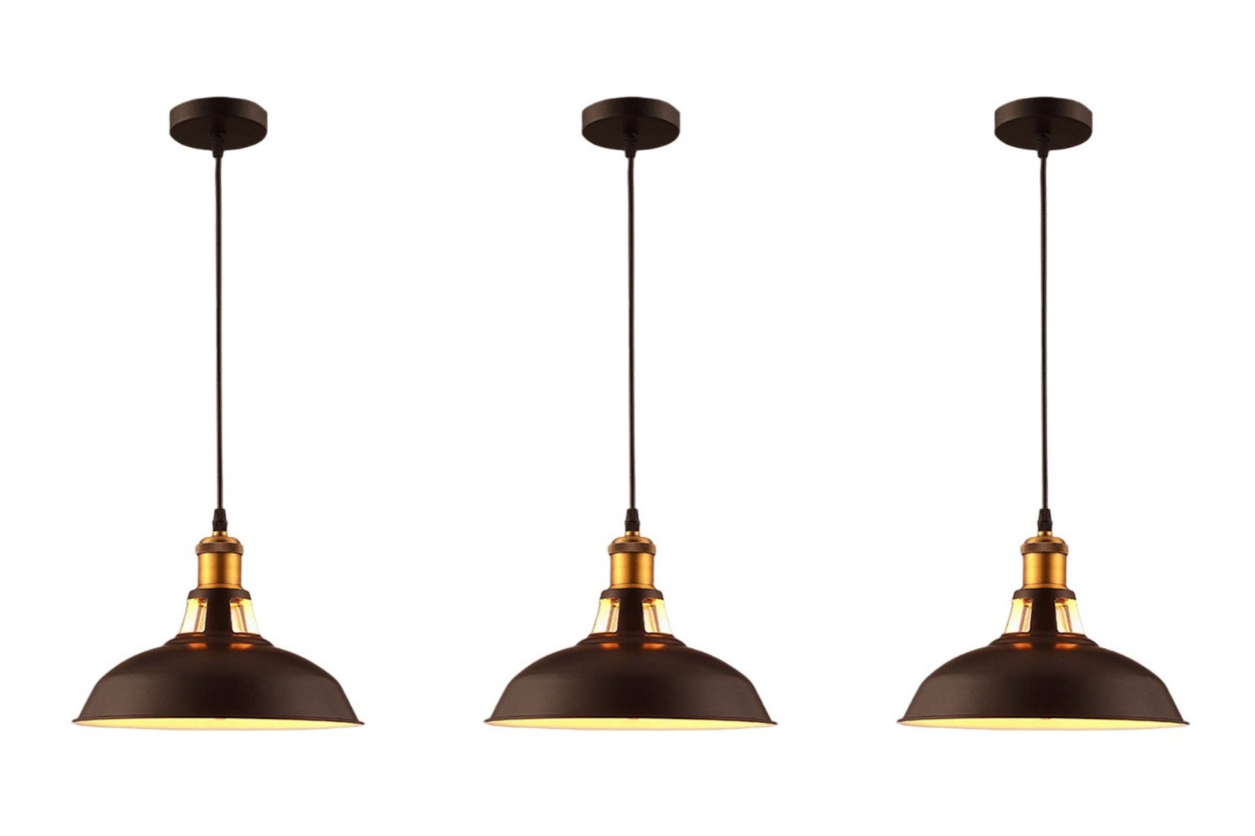 3-pak Lampa Wisząca w Stylu Industrialnym Retro Żyrandol Metalowy 27cm Lampa Sufitowa Vintage E27 Oświetlenie Sufitowe do Jadalni, Salonu