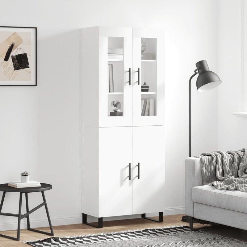 vidaXL Witrynka, biała, 69,5x34x180 cm, materiał drewnopochodny