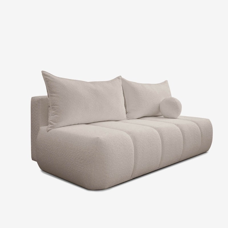 Sofa Rozkładana Kanapa z Funkcją Spania Dwuosobowa Do Salonu Beżowy SARIA