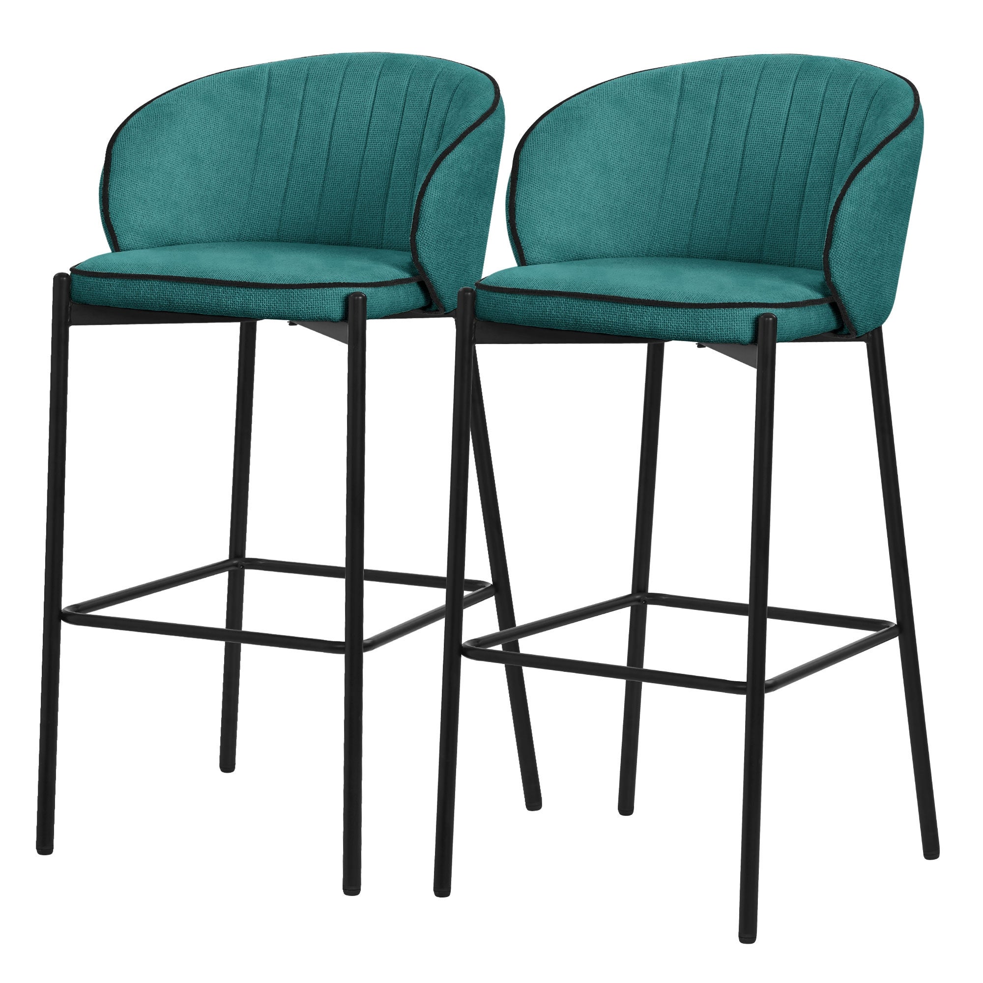 ML-Design zestaw 2 hokerów barowych benzyna 76 cm tapicerowanych wygodne ergonomiczne krzesła z oparciem i podnóżkiem metalowa konstrukcja