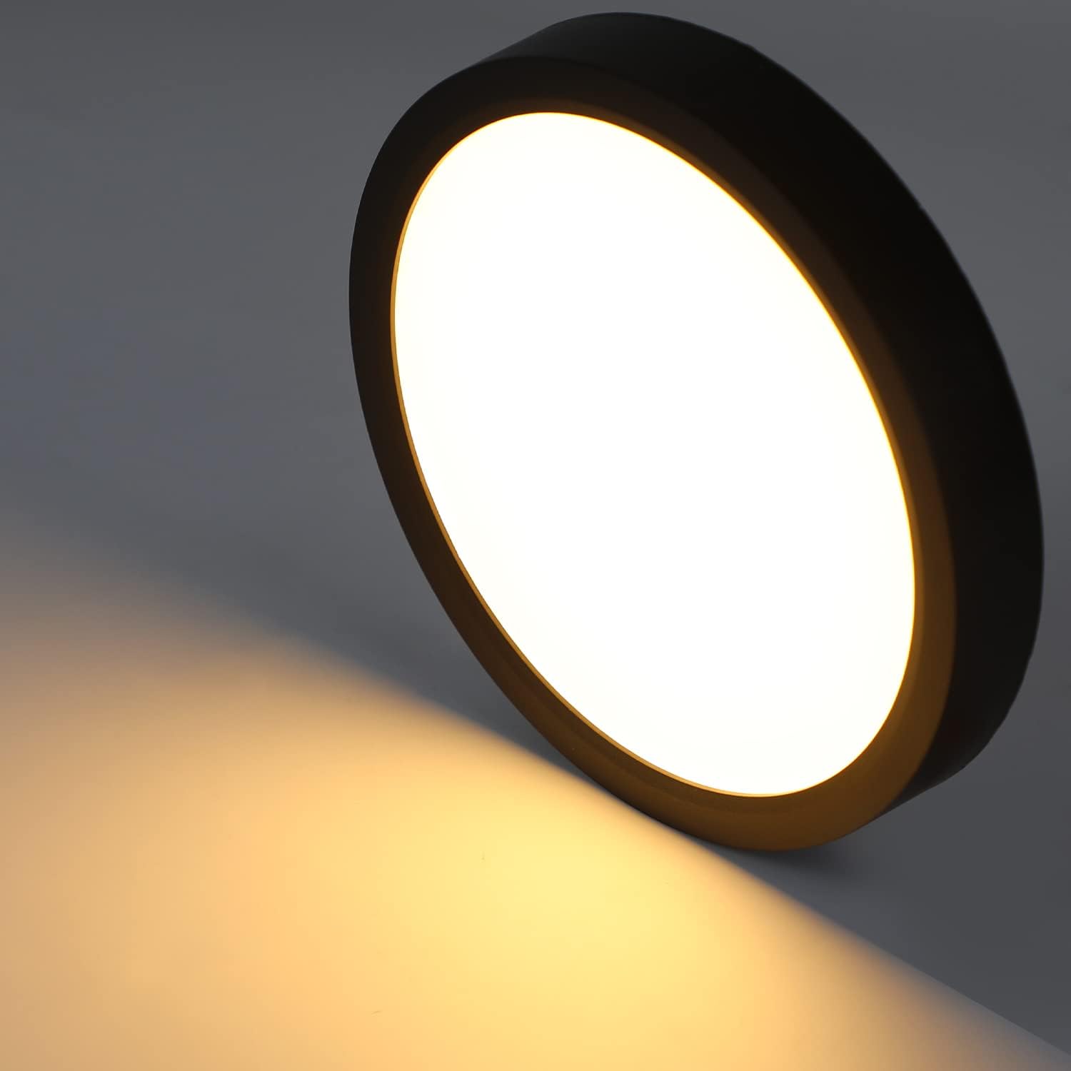 NETTLIFE Lampa sufitowa LED płaska lampa sufitowa lampa do sypialni Ø22cm lampa łazienkowa czarna 15W IP44