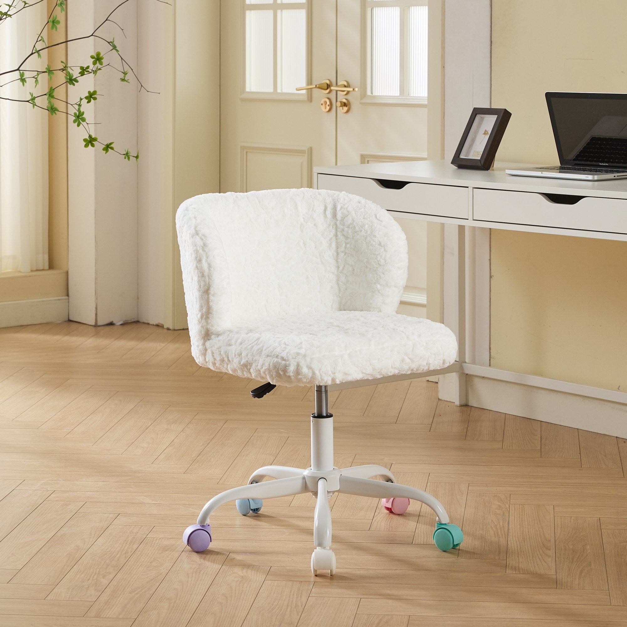 Ergonomiczne krzesło biurowe obrotowe 55 x 57 x 81 cm, z obrotem 360°, metal, do biura domowego, do codziennego użytkowania