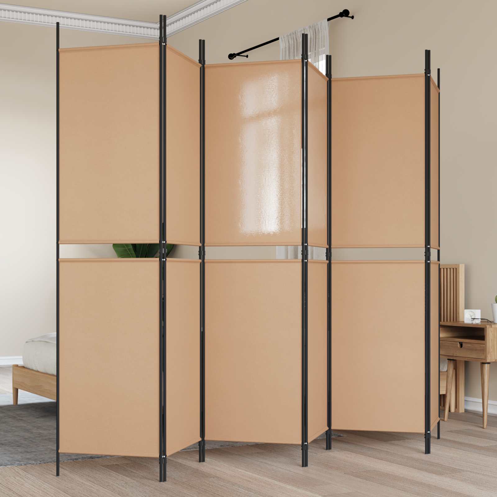 Ekspresowy 6-panelowy parawan Beżowy 300 x 200 cm tkanina vidaXL