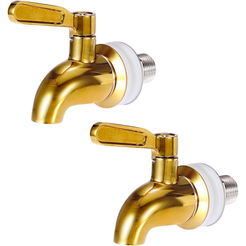 Zamienny kran do dozownika napojów, kran ze stali nierdzewnej do dystrybutora wody, otwór 16 mm (5/8"), złoty - 2 szt.