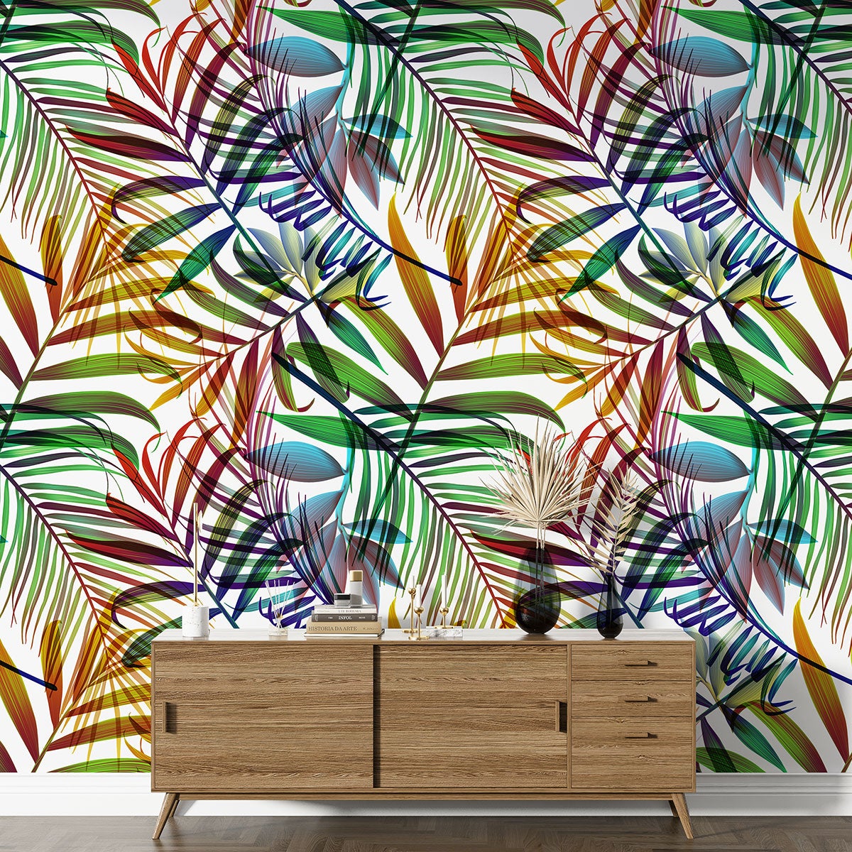 Tapeta flizelinowa z wzorem XL - Wzór botaniczny - Papier Premium 185 g, zmywalny, 6 brytów 65x260 cm - Powierzchnia: szer. 390 x wys. 260 cm